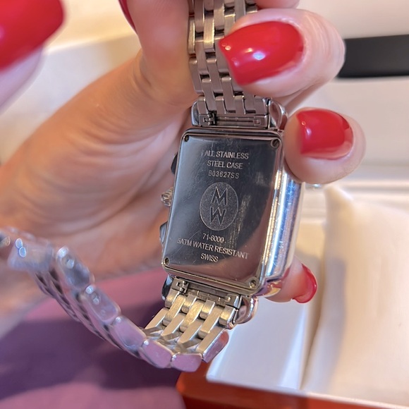 MICHELE Deco Chronograph Diamond Watch with Stainless Steel Bracelet - Picture 9 of 15